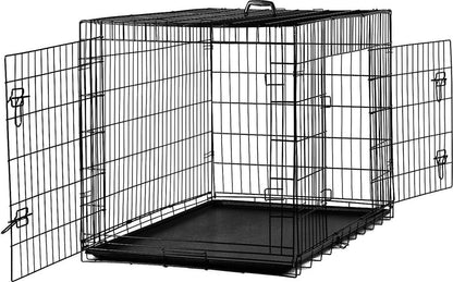 Paws & Pals Heavy Duty Foldable Double Door Dog Crate with Divider and Removable Tray (36-inch) (Medium)