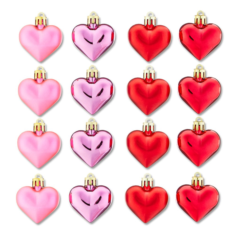 Valentine's Day Red & Pink Heart Filler Decorative Ornaments, 4.1 in, 12 Count, by Way To Celebrate