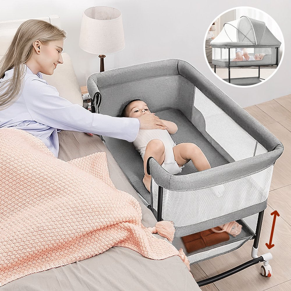 Baby Bassinets, Yadala 4 in 1 Portable Bassinet, Rocking Bed with Storage Basket for Newborns Girl Boy Infant