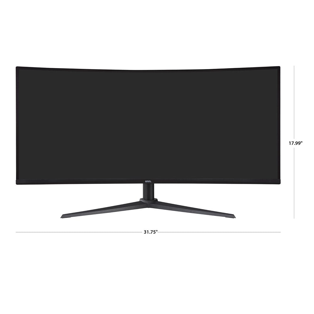 onn. 34" Curved Ultrawide WQHD (3440 x 1440p) 100Hz Bezel-Less Office Monitor with Cable, Black, New
