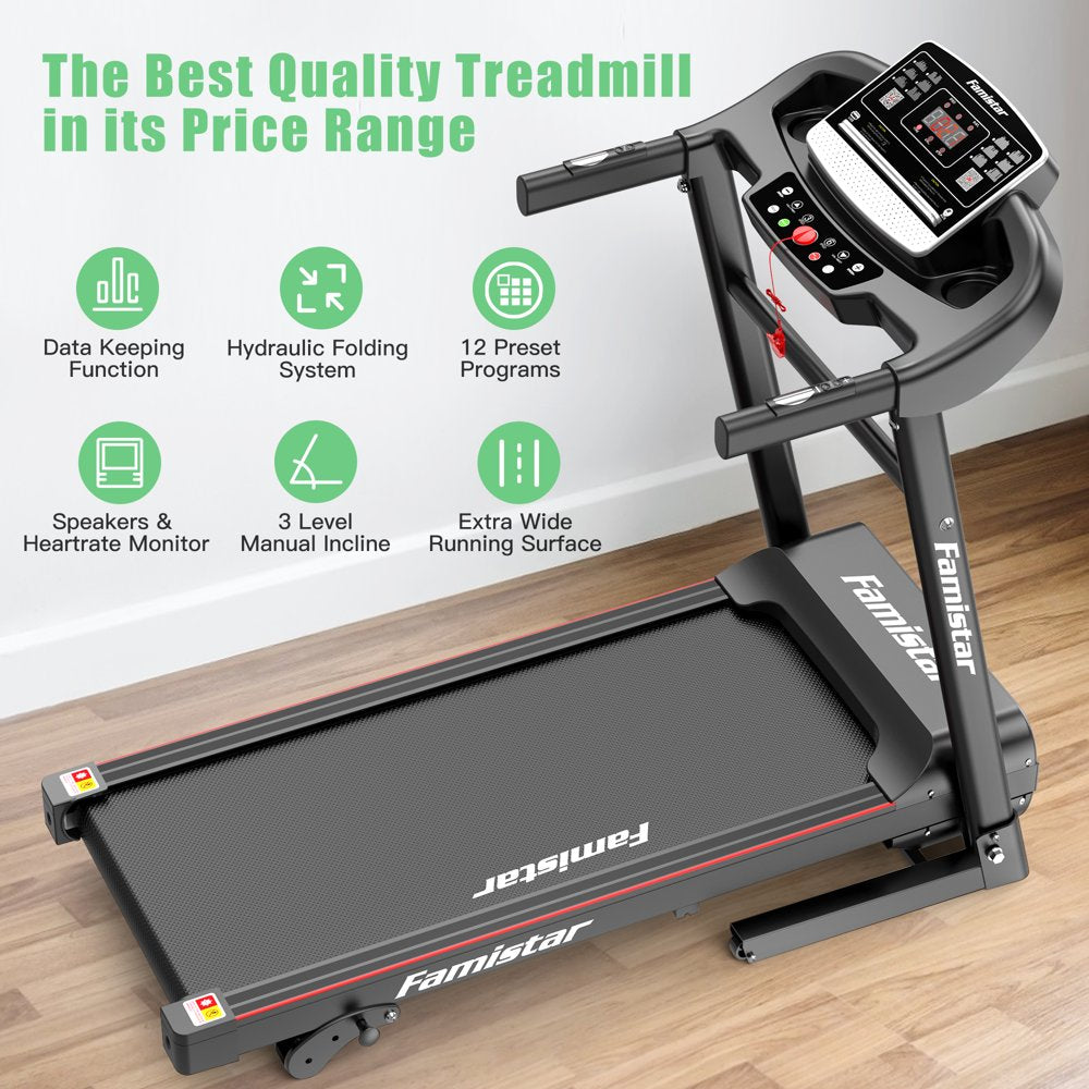 Holiday Clearance Folding Incline Treadmill for Home with Smart LCD Display, 220Lbs, 12 Programs 3 Modes, MP3 Music Speaker, 2.5HP Electric Foldable Treadmill Running Machine, Knee Strap Gift