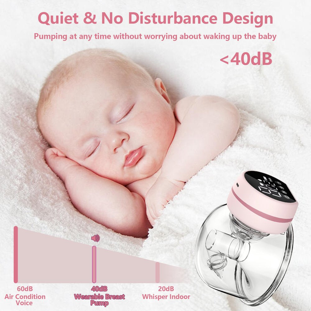 Electric Breast Pump, Yadala Double Wearable Breast Pump, Hands-Free Breast Pumps with 3 Modes, 9 Levels, Pink