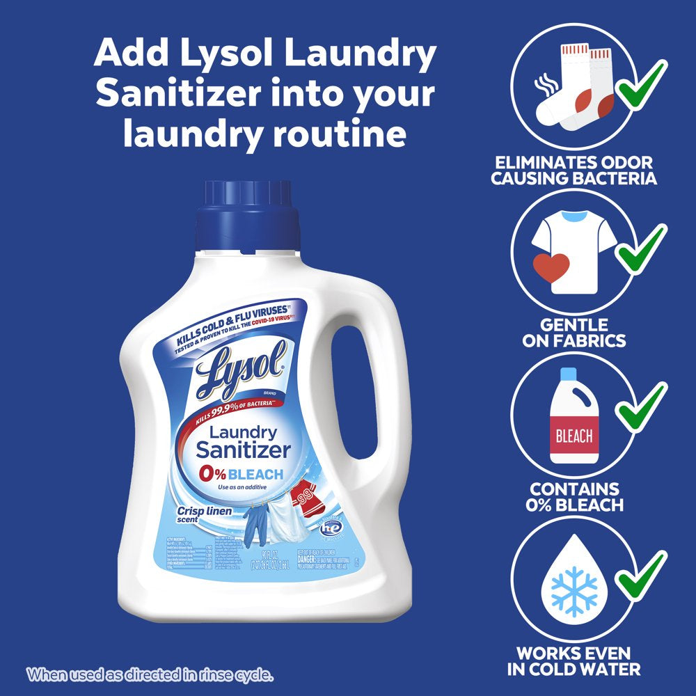 Lysol Laundry Sanitizer, Crisp Linen, 90 Oz, Tested & Proven to Kill COVID-19 Virus, Packaging May Vary​