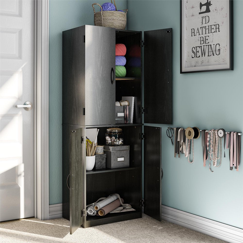 Mainstays 4-Door 5' Storage Cabinet, Black Oak