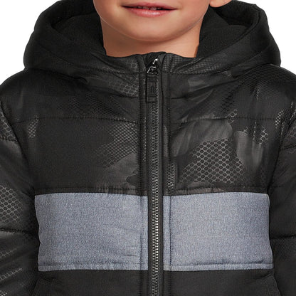 Weather Tamer Boys Hooded Long Sleeve Colorblock Winter Puffer Coat, Sizes 4-16