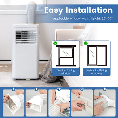 Costway 6000 BTU (8000 BTU ASHRAE) Portable Air Conditioner 3-In-1 AC Unit with Cool Dehum Fan Sleep Mode