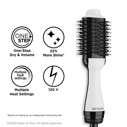 Revlon One-Step Volumizer 4.25" Ceramic Hair Dryer and Hot Air Brush, White, Holiday Edition