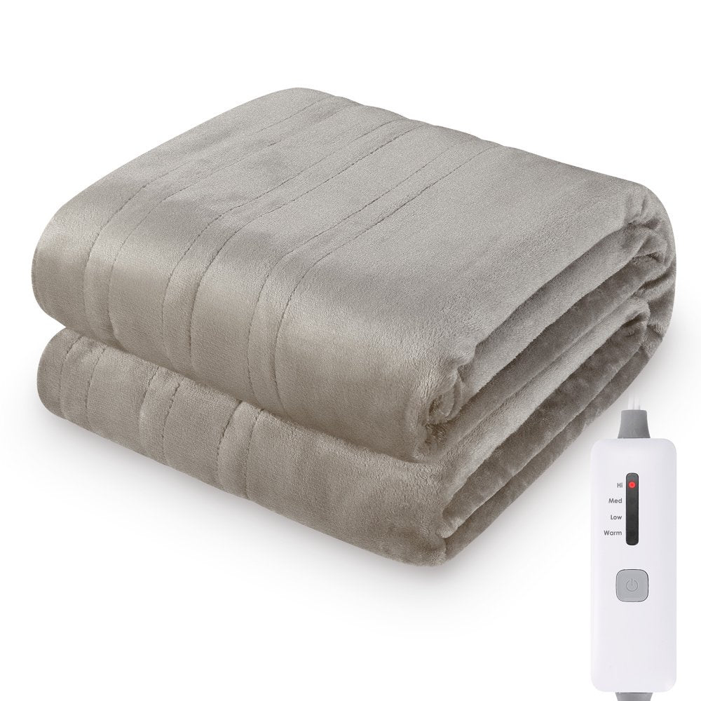 MARNUR Electric Blanket 72" x 84" Full Size Heated Blanket, Fast Heating, 4 Heating Levels, 10H Auto-off, Machine Washable - Linen