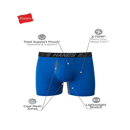 Hanes X-Temp Total Support Pouch Men's Boxer Briefs, Anti-Chafing Underwear, 3-Pack