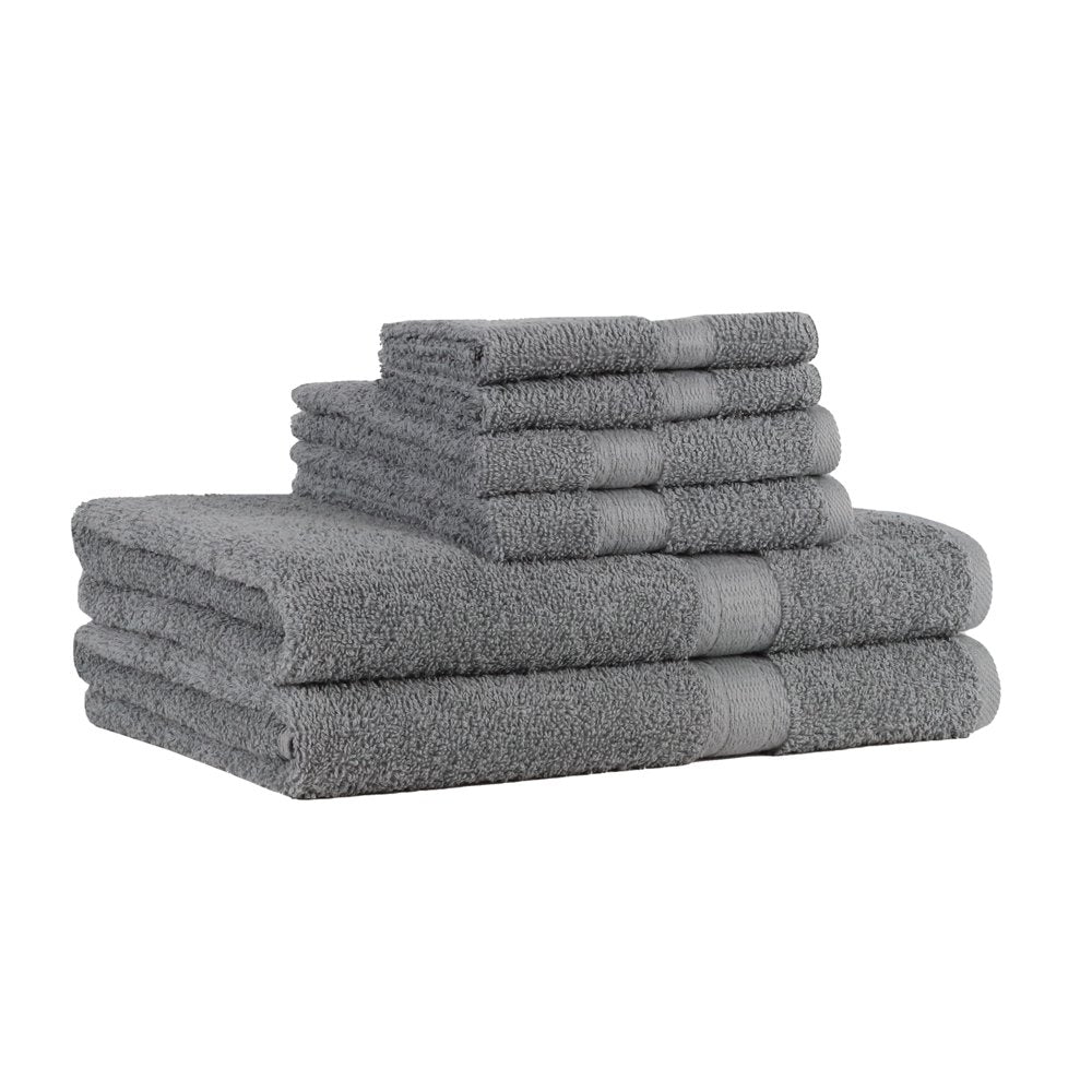  Solid 6-Piece Bath Towel Set, School Grey