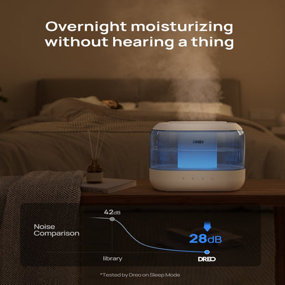 Dreo Humidifier for Bedroom, Quiet 4L Cool Mist Top-Fill Ultrasonic Humidifiers With Essential Oils, LED Display With Night Light, Touch Control, Auto Shut-Off, Blue