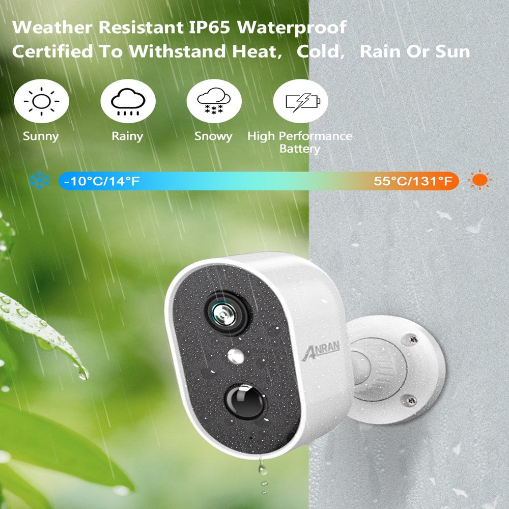 2K Wireless Outdoor Security Camera with Spotlight, Waterproof, PIR Detection, 2.4Ghz Wi-Fi, Rechargeable Battery Powered Home Surveillance Camera with Color Night Vision, 2-Way Audio, White