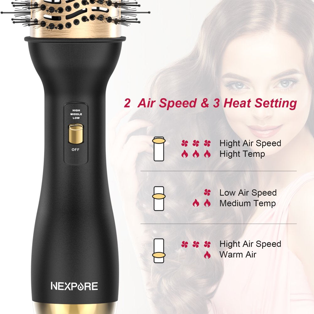 NEXPURE Hair Dryer Brush,Upgraded 4 in 1 Hair Dryer Brush Blow Dryer Brush in One with Negative Ion Anti-Frizz Ceramic Titanium Barrel Hot Air Brush Hair Straightener Brush