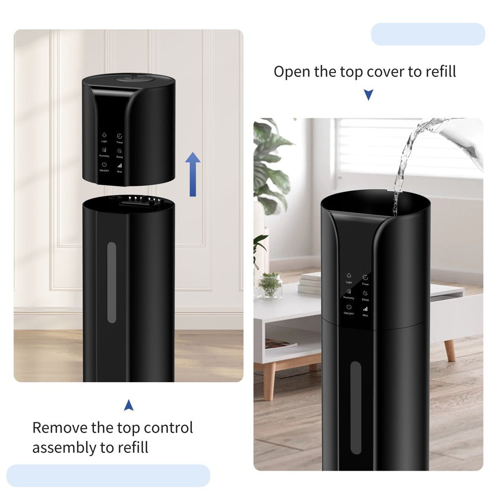 Sejoy Humidifier for Room Home Bedroom, 9L 2.4Gal Cool Mist Tower Top Fill Large Humidifier with Essential Oils,Whole House Floor Humidifiers for Baby,Pets,Plants,with Remote,360° Nozzle,Black