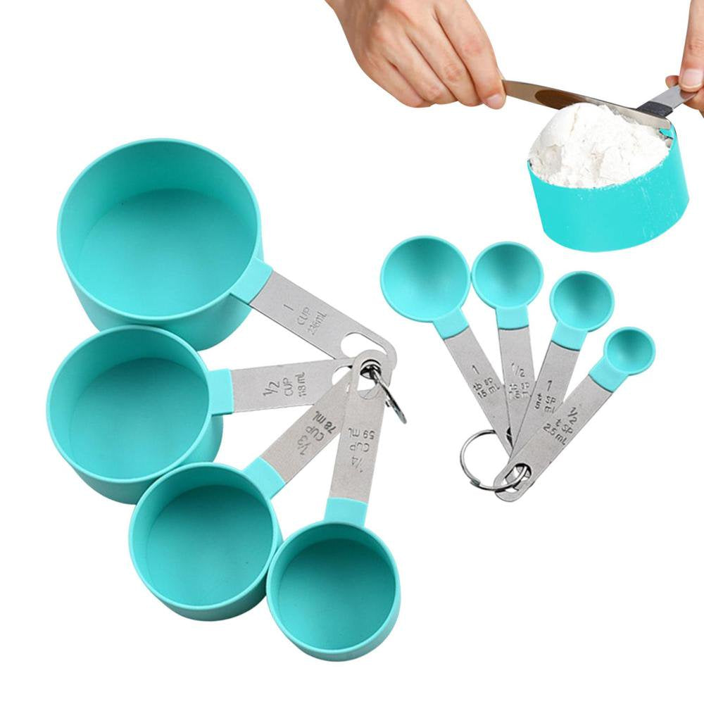 Measuring Cups Spoons Set | Stackable for Dry and Liquid Ingredient, Nesting for Food | Widely Used 8pcs (4 Cups & 4 Spoons) Kitchen Gadgets, Cooking & Baking Essentials