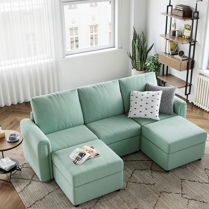 LINSY HOME Modular Couches and Sofas Sectional with Storage Sectional Sofa U Shaped Sectional Couch with Reversible Chaises, Teal