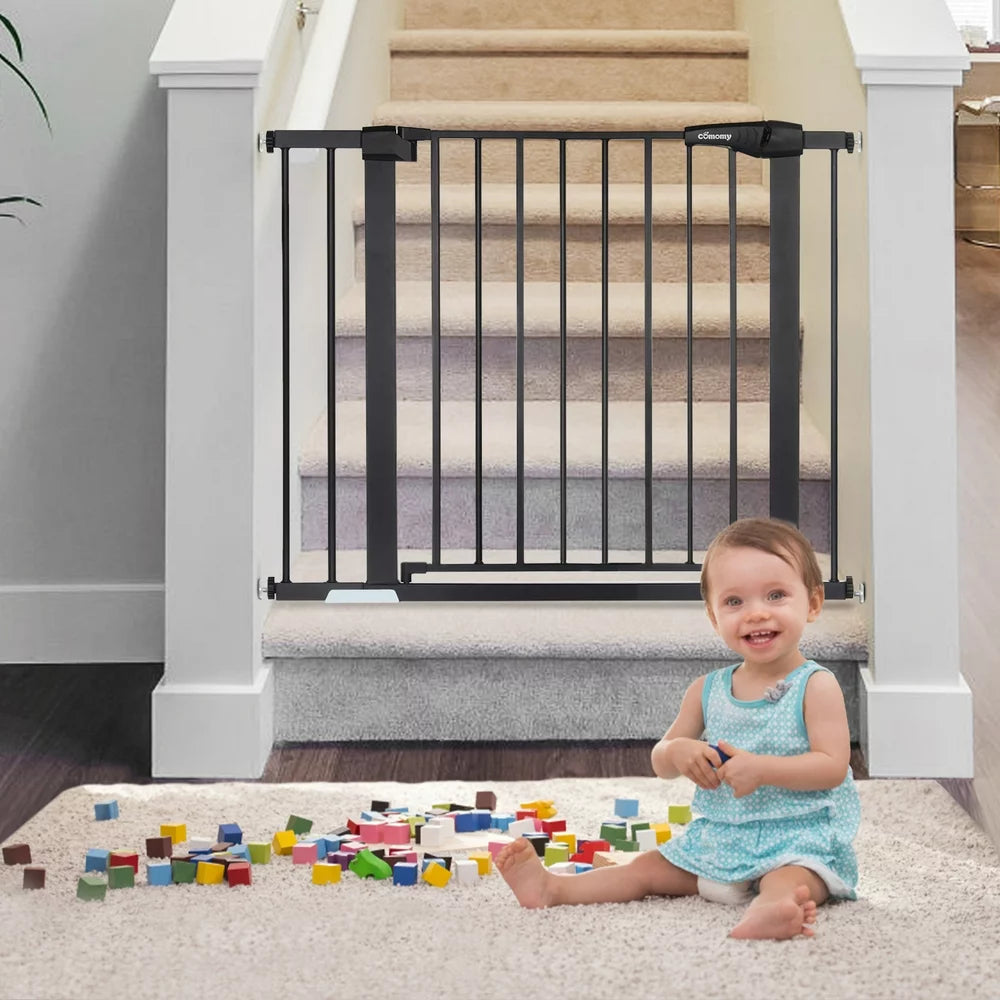 Baby Safety Gate, Baby Gates for Top Stairs Doorway, 29.5''- 40.5''Wide Pressure Mount, Black