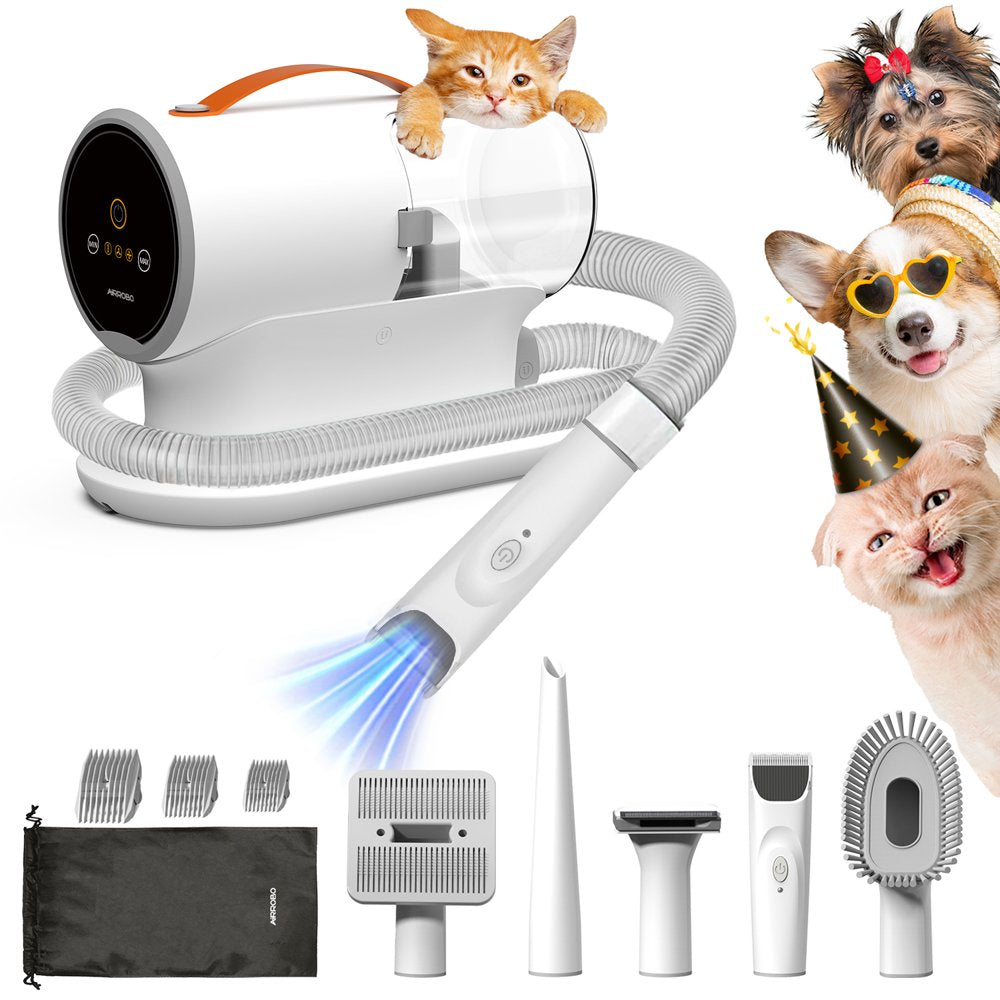 AIRROBO PG100 Pet Grooming Kit & Vacuum , Professional Grooming Clipper Tools for Dogs Cats and Other Animals