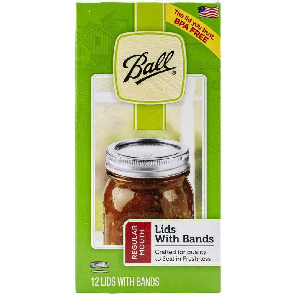 Ball Regular Mouth Canning Lids and Bands For Glass Jars BPA Free Made In USA 12 Count, 2 Pack