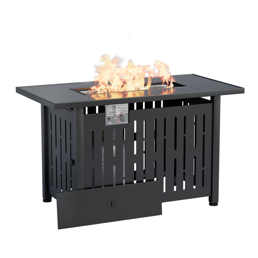 Homall Patio 43 inch Propane Gas Fire Table 50000 BTU Outdoor Wicker Fire Tables with Glass Beads