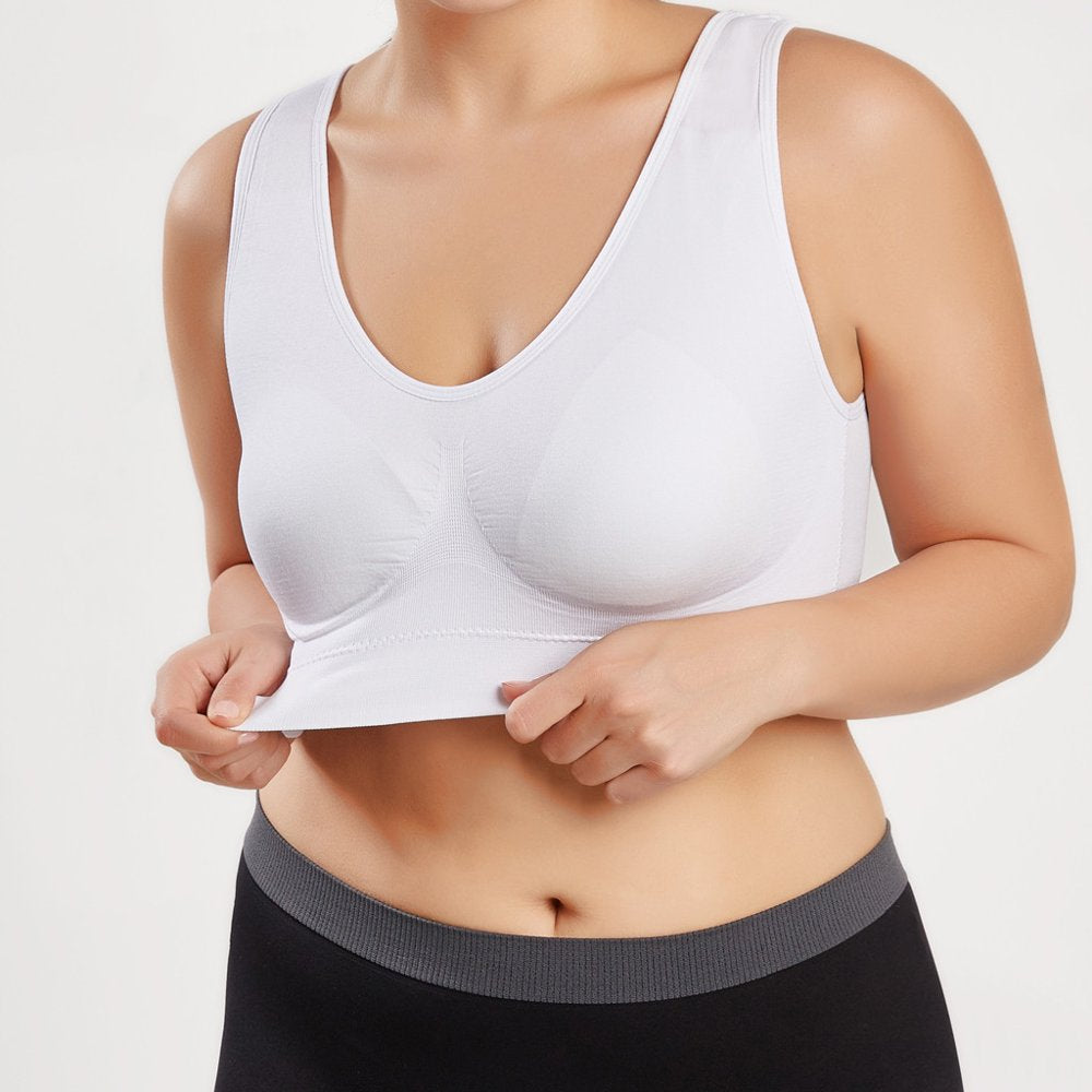  Plus Size Sports Bras for Women,Large Bust High Impact Sports Bras High Support No Underwire Fitness T-Shirt Paded Yoga Bras Comfort Full Coverage Everyday Sleeping Seamless Bralettes