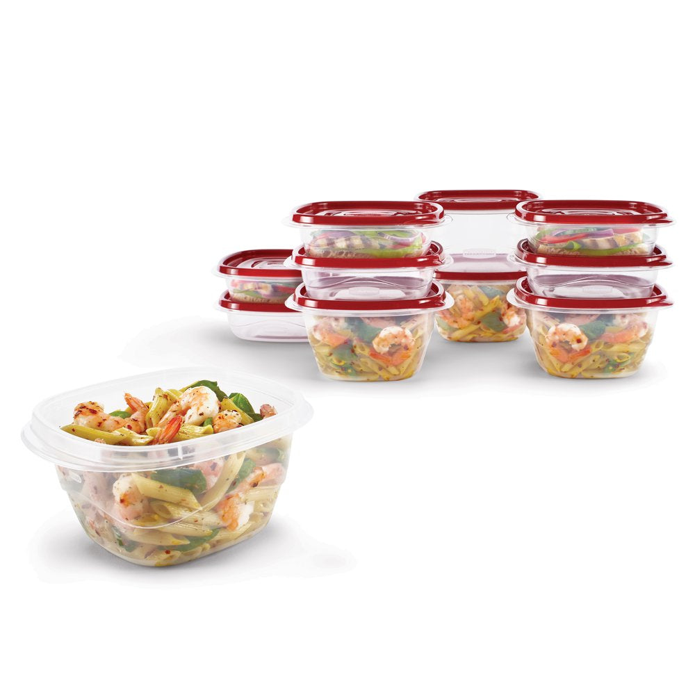 Rubbermaid TakeAlongs 20 Piece Food Storage Container Set, Red