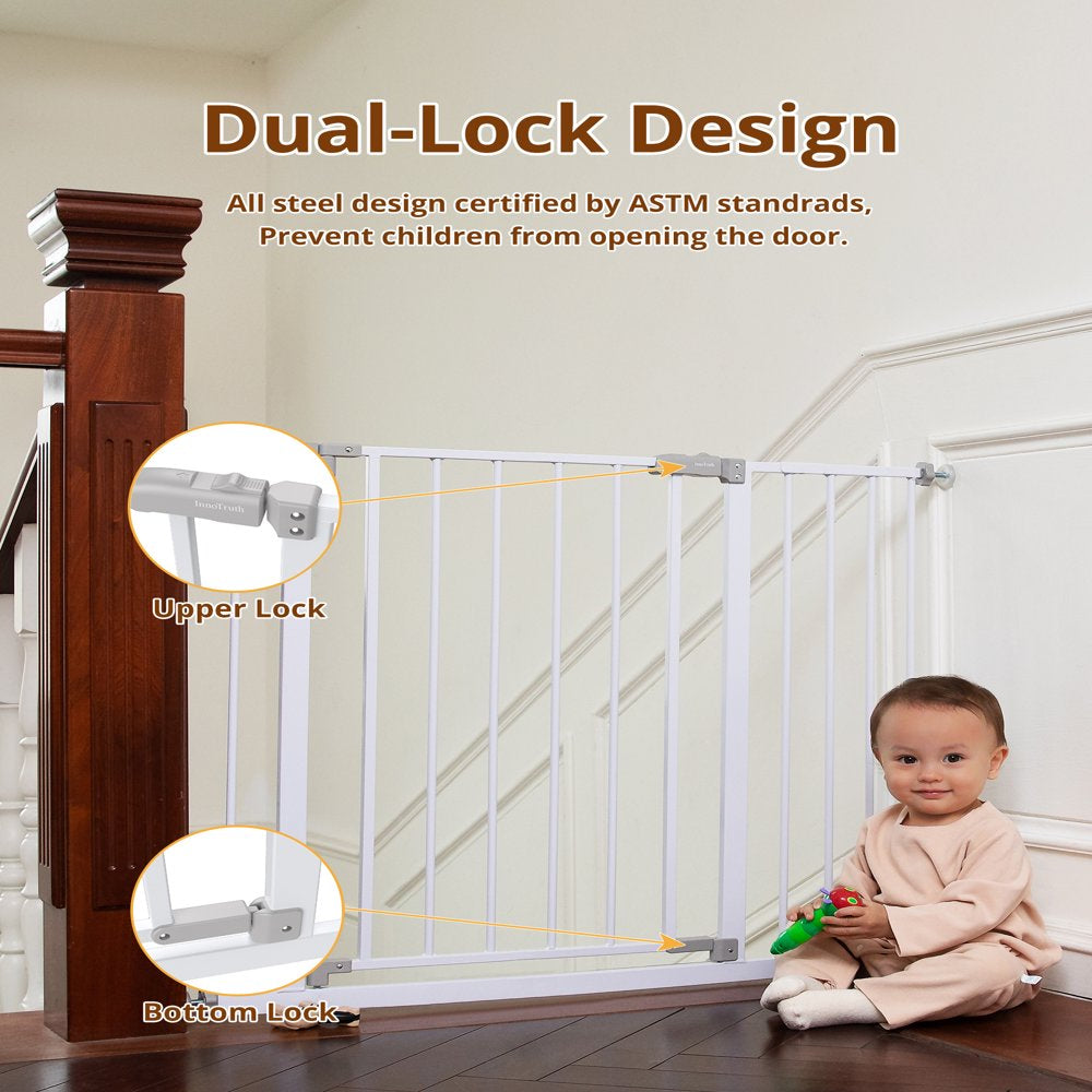 Extra Wide Baby Safety Gate for Stairs and Doorway,28.9-42.1"Wide,30" Tall Pressure Mounted,for ages 6 to 36 months,White