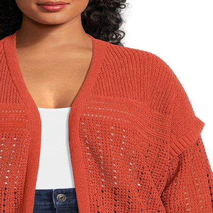  Women'S plus Size Open Front Chenille Cardigan Sweater