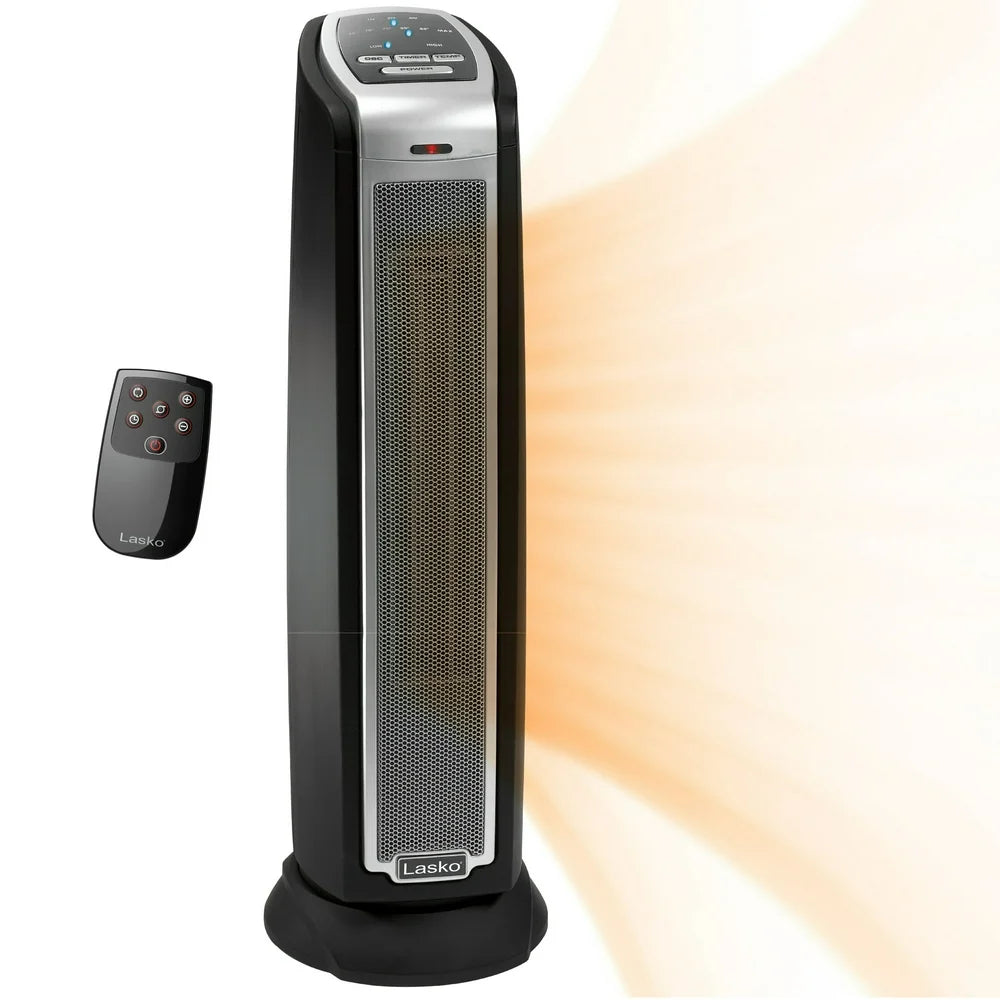 Lasko 1500W Electric Oscillating Ceramic Tower Space Heater with Remote, 5790, Black, New