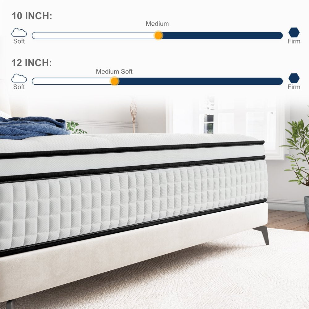 Queen Mattress, Molblly 12" Hybrid Mattress,Innerspring and Gel Memory Foam