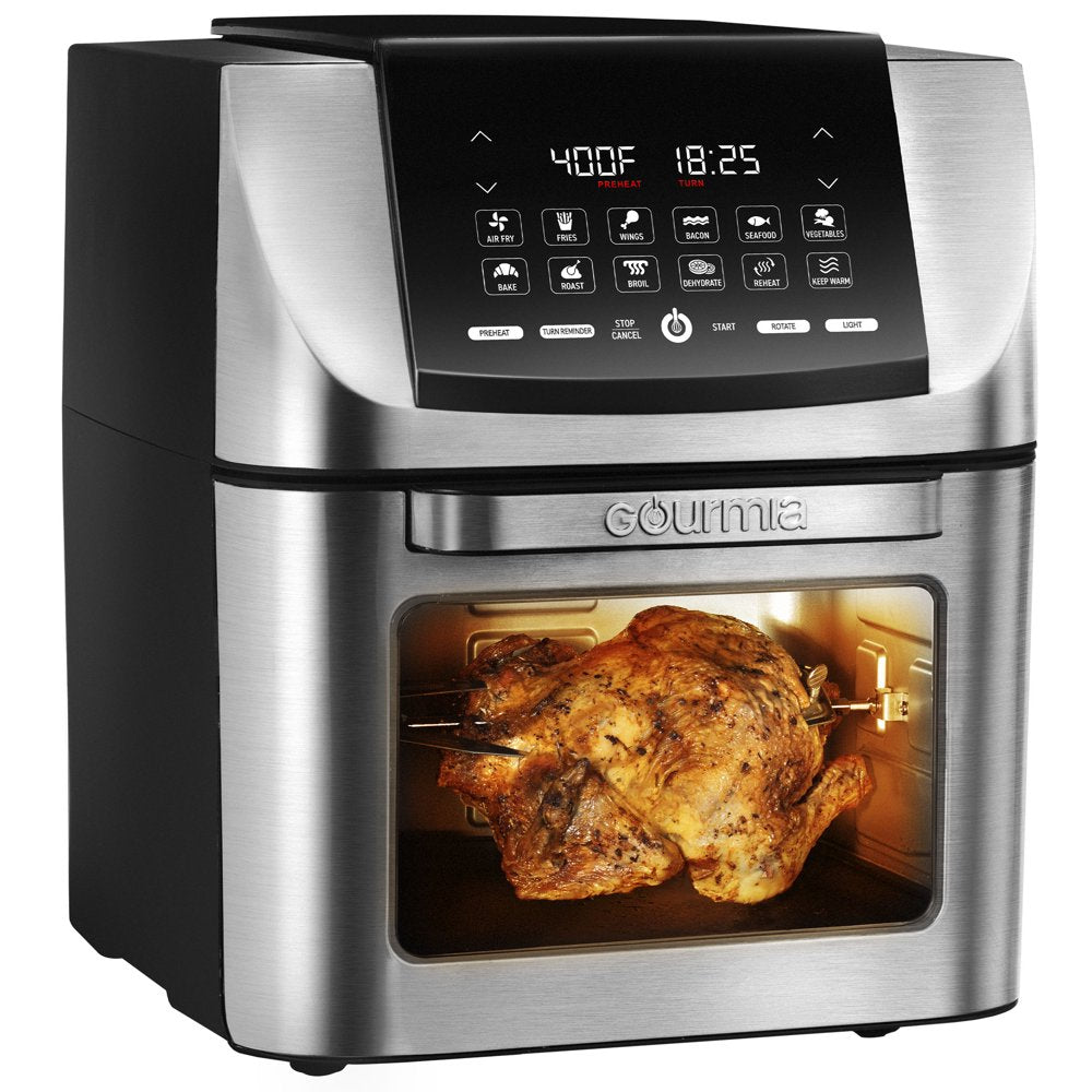 Gourmia All-in-One 14 QT Air Fryer, Oven, Rotisserie, Dehydrator with 12 Cooking Functions