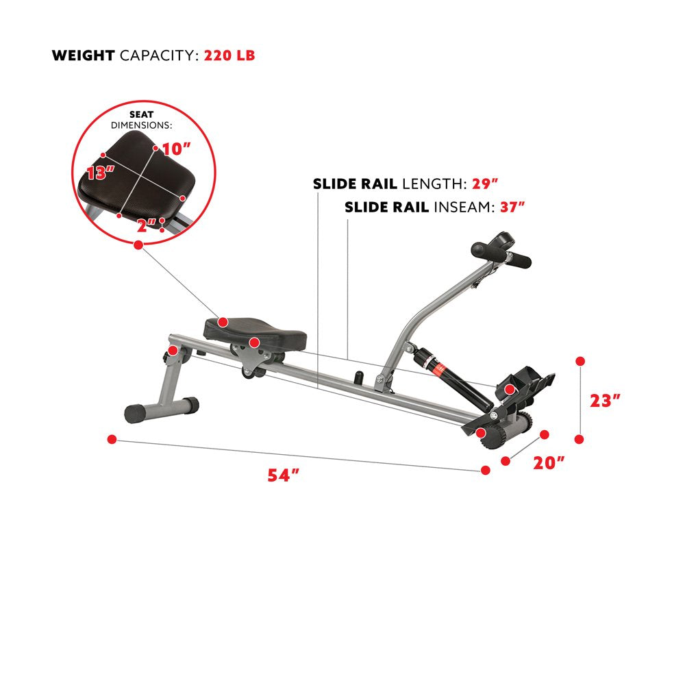  Rowing Machine Rower Exercise for Home Cardio Workouts, Digital Monitor, Adjustable Resistance, SF-RW1205