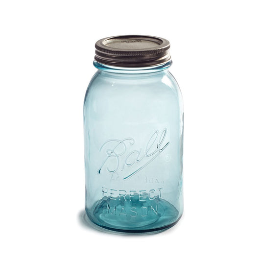 Ball Aqua Vintage Regular Mouth Quart Glass Mason Jars, 32 oz, 4 Pack