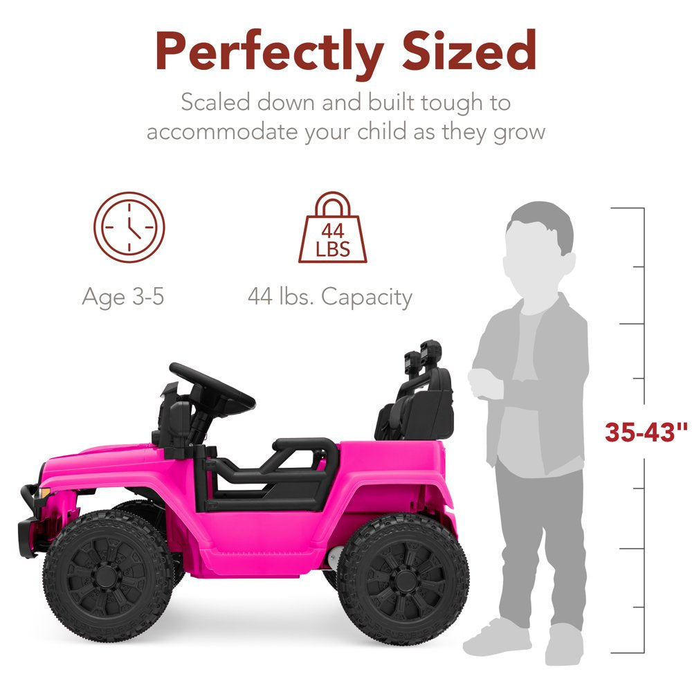 Best Choice Products 6V Kids Ride-On Truck Car w/ Parent Remote Control, 4-Wheel Suspension, LED Lights - Hot Pink