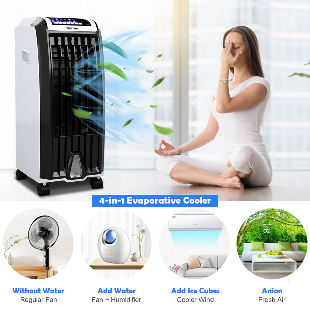 Costway Evaporative Portable Cooler Fan Anion Humidify W/ Remote Control