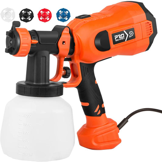 750W Spray Gun, 4 Nozzles High Power HVLP Paint Sprayer, 1200ml Container, Easy Spraying and Cleaning for DIY/Home improvement/Wall Painting by PROSTORMER