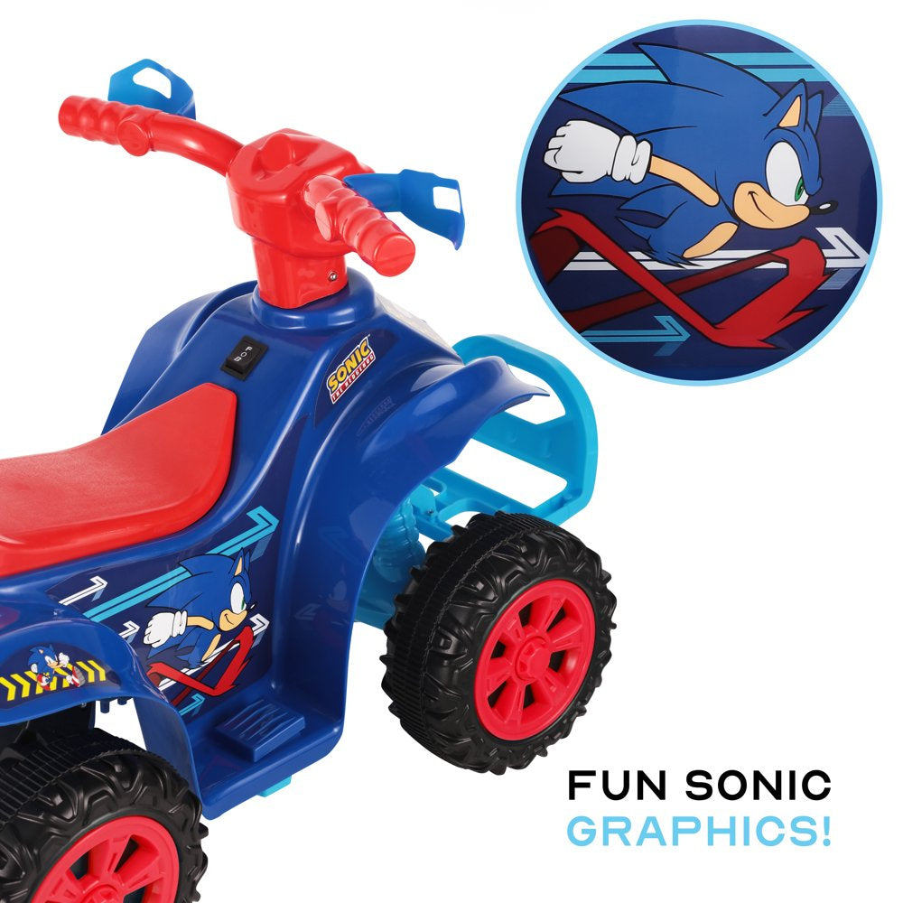 Licensed Sonic the Hedgehog 6V Battery Powered Ride on ATV for Children Ages 2-5 Years Old, Blue