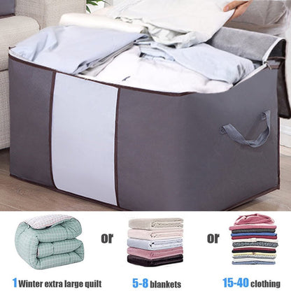 Clothes Storage Bag Large Clothes Organizer, Closet Organizer with Reinforced Handle Thick for Comforters, Blankets and Bedding with Sturdy Zipper, Grey