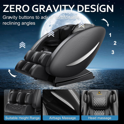 BILITOK Massage Chair Recliner Neck Massager with Zero Gravity Heating and Bluetooth Functions (Black)