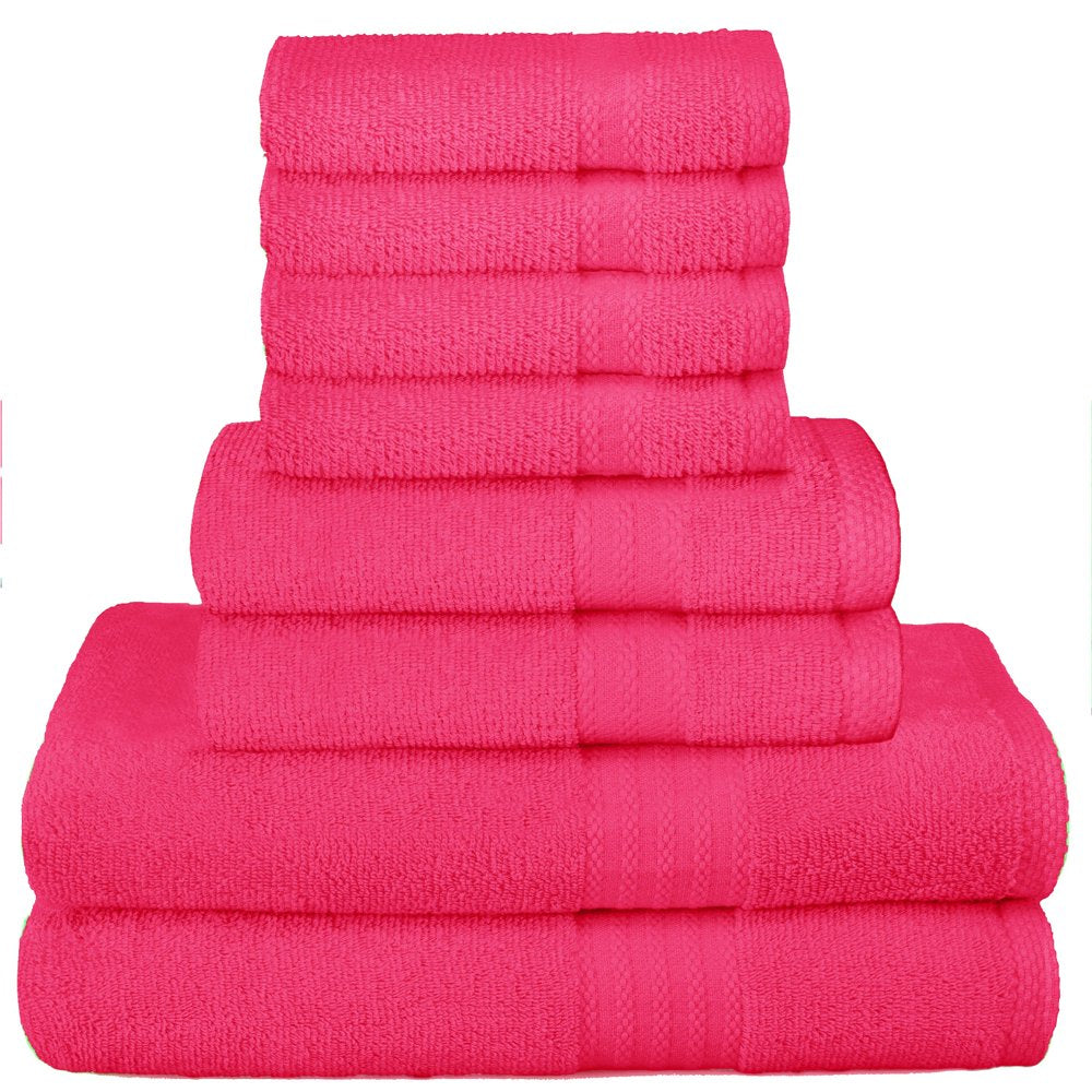 GLAMBURG Ultra Soft 8-Piece Towel Set - 100% Pure Ringspun Cotton, Contains 2 Oversized Bath Towels 27x54, 2 Hand Towels 16x28, 4 Wash Cloths 13x13 - Ideal for Everyday use, Hotel & Spa - Black