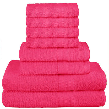 GLAMBURG Ultra Soft 8-Piece Towel Set - 100% Pure Ringspun Cotton, Contains 2 Oversized Bath Towels 27x54, 2 Hand Towels 16x28, 4 Wash Cloths 13x13 - Ideal for Everyday use, Hotel & Spa - Black