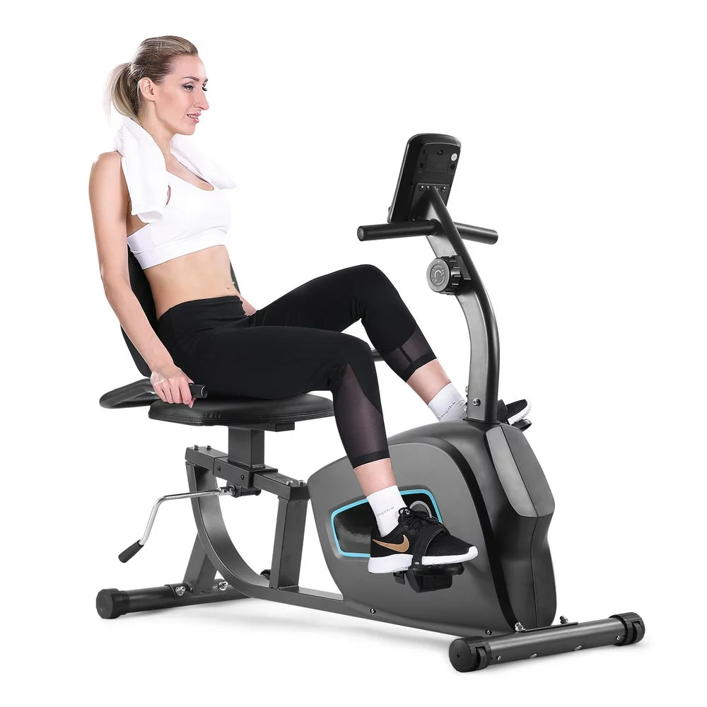 Maxkare Exercise Bike Indoor Recumbent  Stationary Exercise Bike with Adjustable Seat and Resistance Pulse (Seat Height Adjustment by Lever) Max Weight 300 lbs