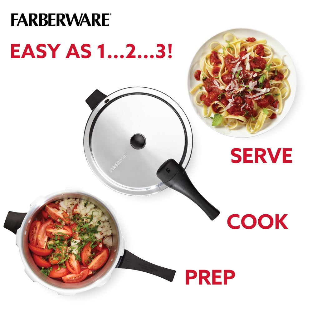 Farberware 6-Quart Aluminum Stovetop Pressure Cooker, 15 PSI