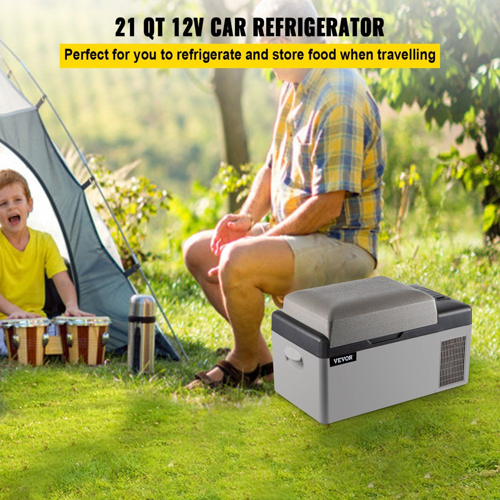 Portable Car Refrigerator 20L 21 Quart, 12V Electric Cooler for Car, Vehicle, Truck, RV, Boat, Mini Fridge Freezer for Driving, Travel, Fishing, Outdoor, Home-12/24V DC and 110-240V AC