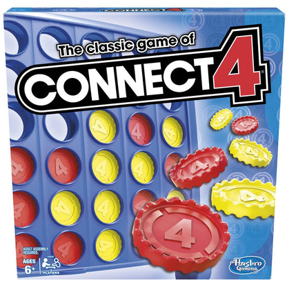 Connect 4 Classic Grid Board Game, 4 in a Row Game for Kids, 2 Player Strategy Board Games, Ages 6+