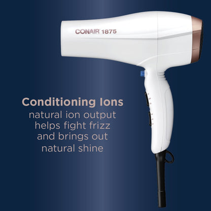 Conair Double Ceramic Technology Hair Dryer with Concentrator, 1875 Watts, Metallic 565DCR