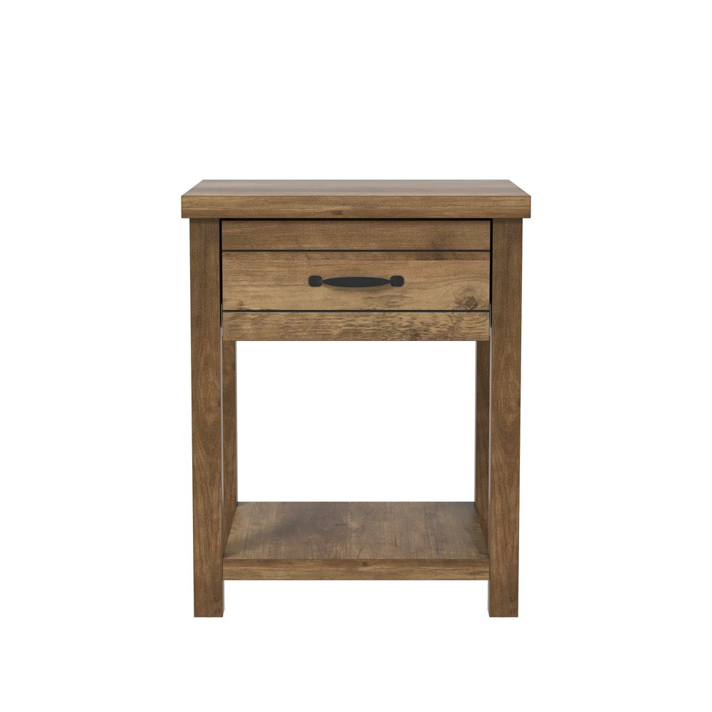 Hillsdale Lancaster Farmhouse 1 Drawer Nightstand, Set of 2, Knotty Oak