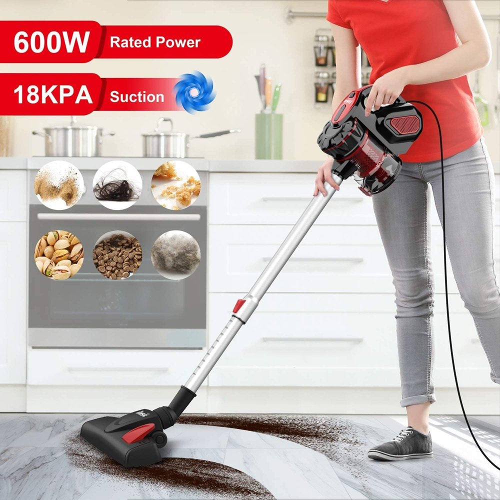 INSE Corded Vacuum Cleaner for Hard Floor Carpet, 3 in 1 Handheld Stick Vacuum Cleaner with 600W Motor, 18KPa