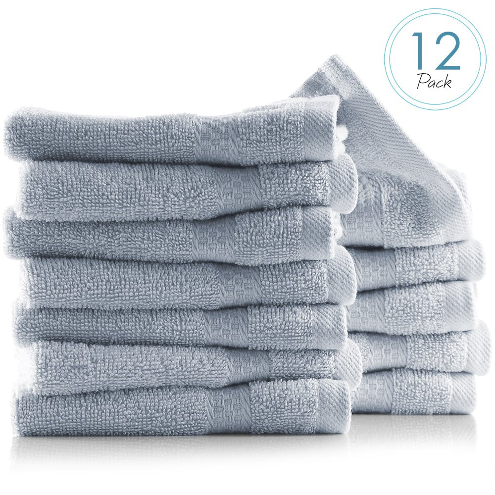  Bath Towel Collection, 100% Cotton Luxury Set of 12 Multipurpose Wash Cloths - Cream