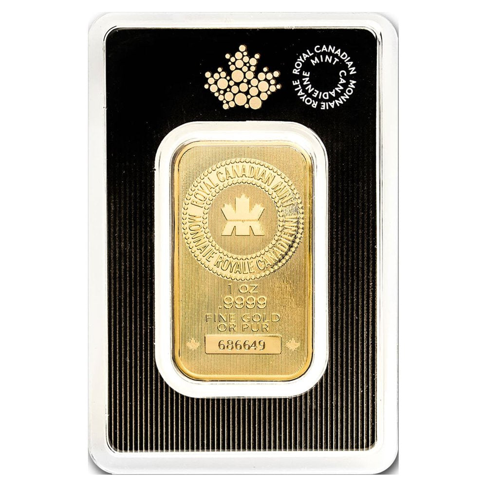 1 oz Gold Bar - Royal Canadian Mint New Design (In Assay)